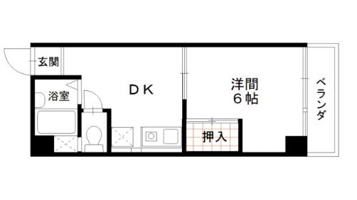 コアパレス安西(1DK/2階)の間取り写真