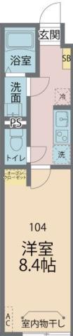 カインドネス本厚木南町(1K/1階)の間取り写真