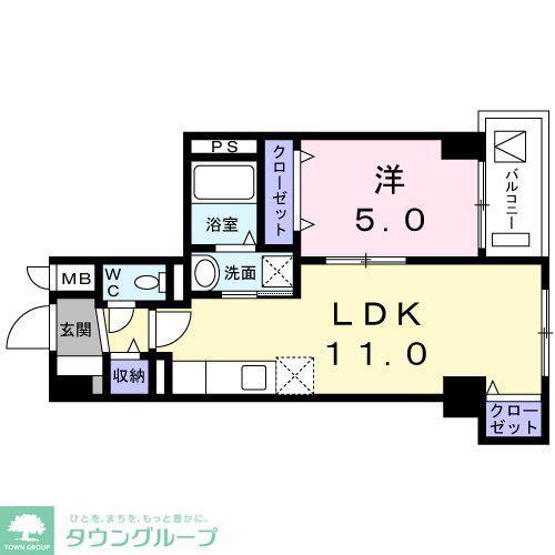 シーザスパレス錦糸町(1LDK/7階)の間取り写真