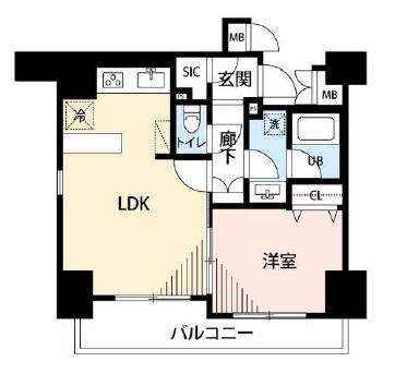 マイナビステイ日本橋パークサイド(1LDK/2階)の間取り写真