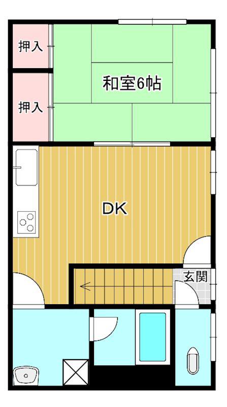 三宅様中央町アパート(1DK/3階)の間取り写真