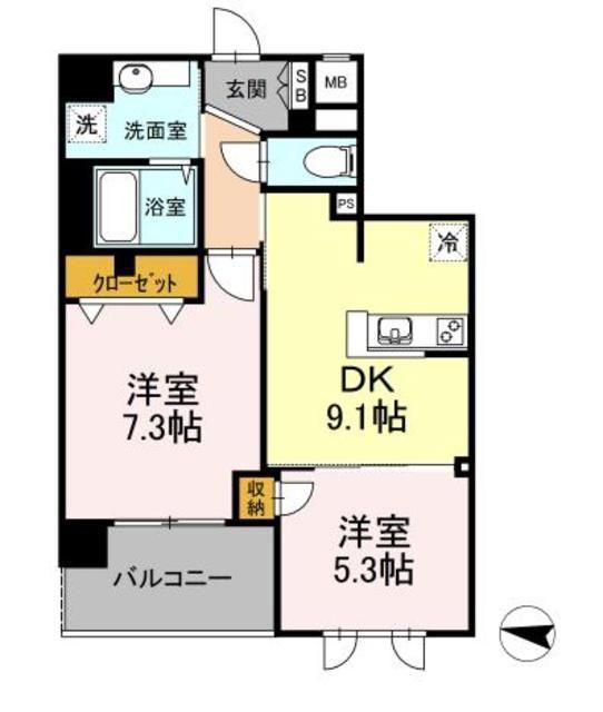 SUAVES(2DK/2階)の間取り写真