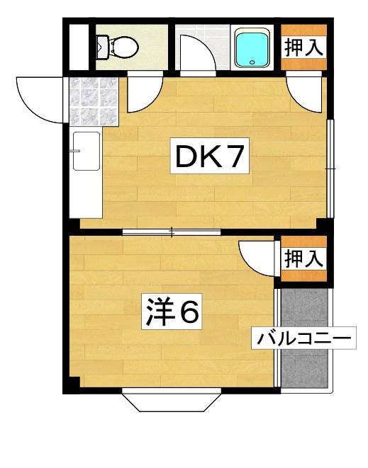 フリーディオ中木田(1DK/1階)の間取り写真