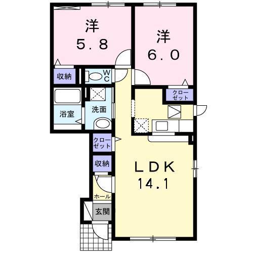 カーサ プリート(2LDK/1階)の間取り写真