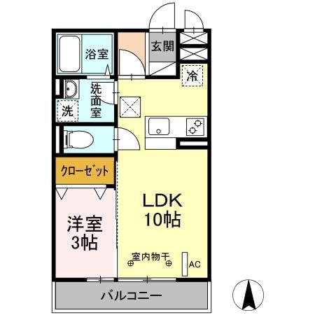 マリンプラザA(1LDK/1階)の間取り写真