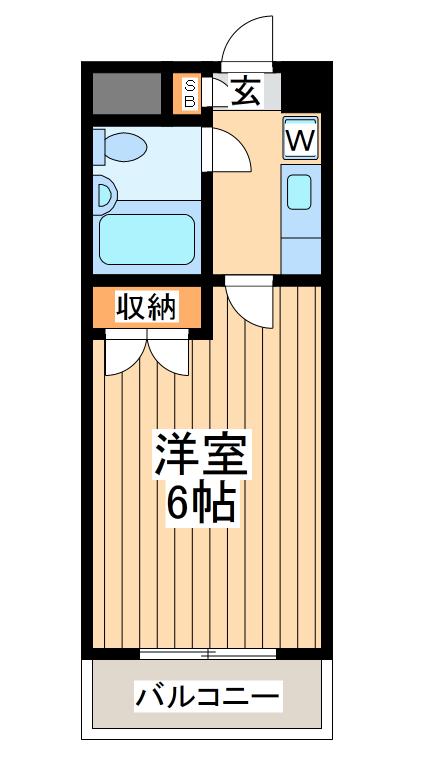 フレンドポート相模大野(1K/1階)の間取り写真