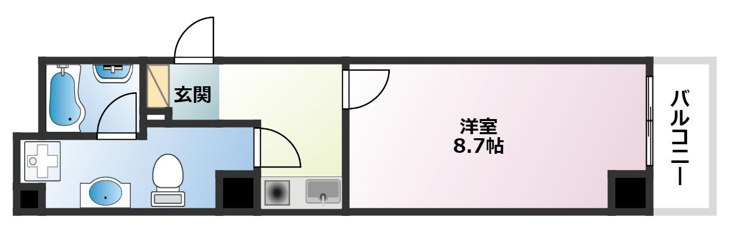 メインステージ芦屋茶屋之町(1K/1階)の間取り写真