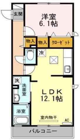 アーベイン田宮(1LDK/2階)の間取り写真