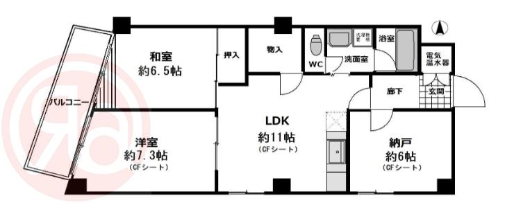 ヒル・ブリッジヒルNO1(3LDK/6階)の間取り写真