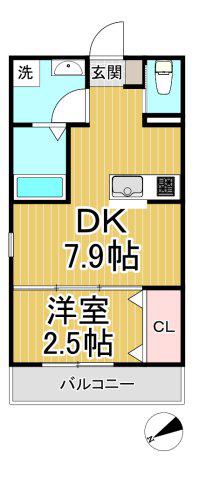 GAZELLE NOAH尼崎尾浜1(1DK/3階)の間取り写真