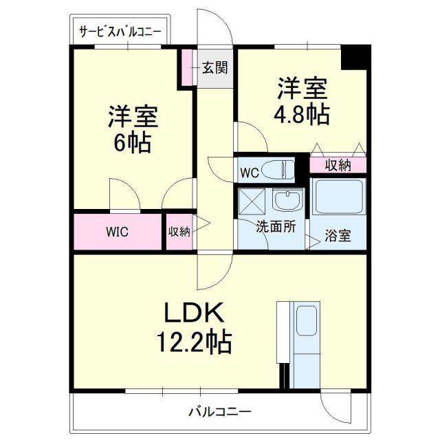 レジデンスフローラ(2LDK/3階)の間取り写真