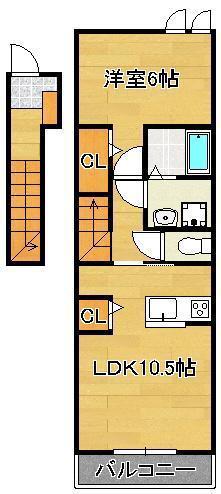 ポラリスA(1LDK/2階)の間取り写真
