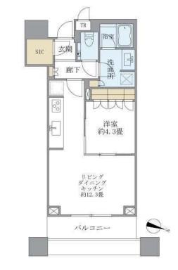 BRILLIA TOWERS目黒ノースレジデンス(1LDK/30階)の間取り写真