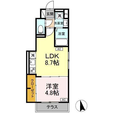 グラナーデ成城学園前B(1LDK/1階)の間取り写真