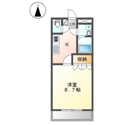 近鉄鈴鹿線 三日市駅 徒歩8分 2階建 築20年(1K/2階)の間取り写真