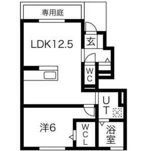 グランツコート三笠 A棟(1LDK/1階)の間取り写真