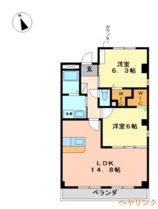 ラフォーレ東山(2LDK/3階)の間取り写真