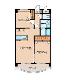 レフティヒルズ奈多(2LDK/2階)の間取り写真