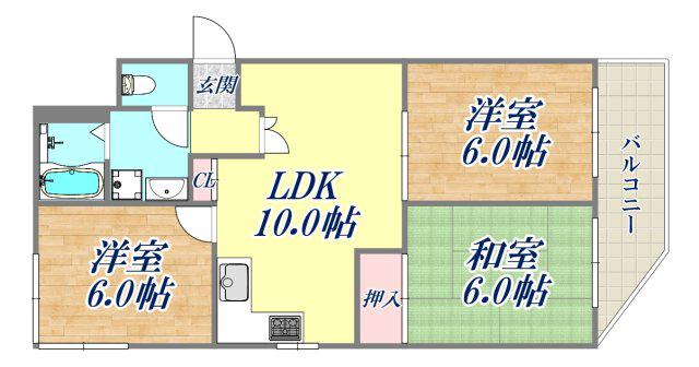 エレガンス松本2号館(3LDK/4階)の間取り写真