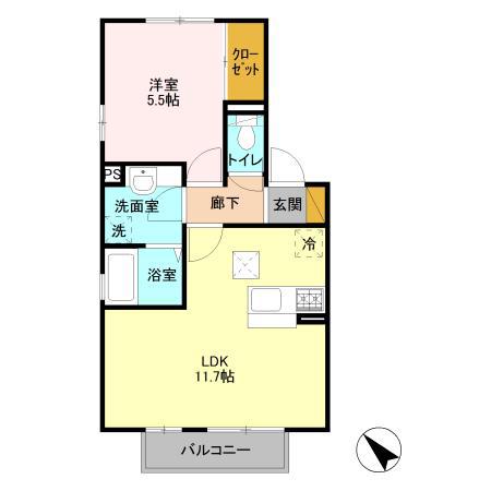 アン・プレール(1LDK/2階)の間取り写真