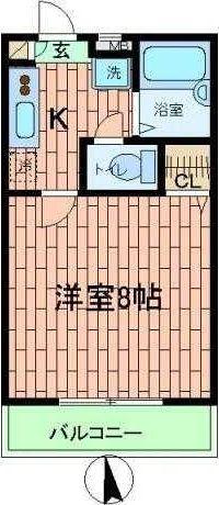 パールムーン(1K/2階)の間取り写真