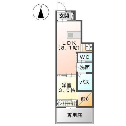 グレーシア皆春(1LDK/1階)の間取り写真
