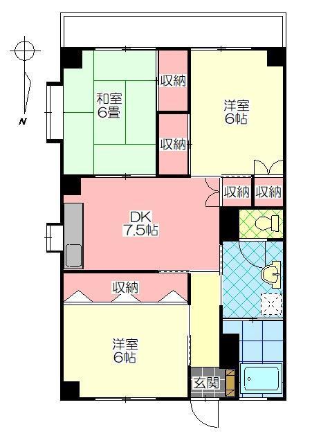 第1藤屋ビル(3DK/1階)の間取り写真