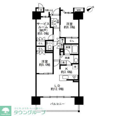 プレミスト湘南辻堂アクアフェイス(2SLDK/8階)の間取り写真
