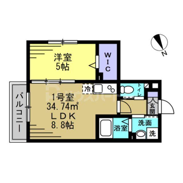 ASJ南流山(1LDK/1階)の間取り写真