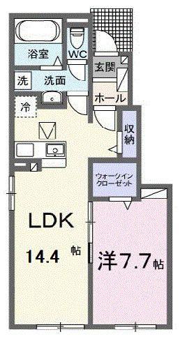 カファーラ・N(1LDK/1階)の間取り写真