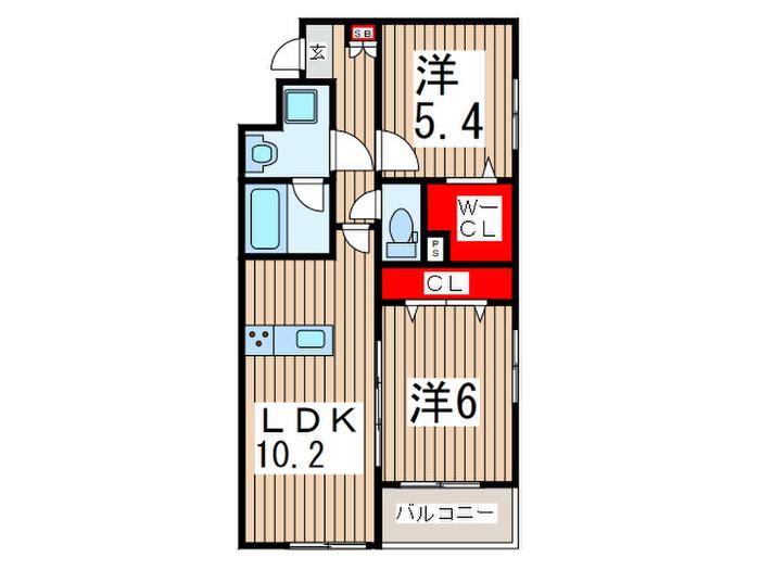 HR ONE(2LDK/2階)の間取り写真