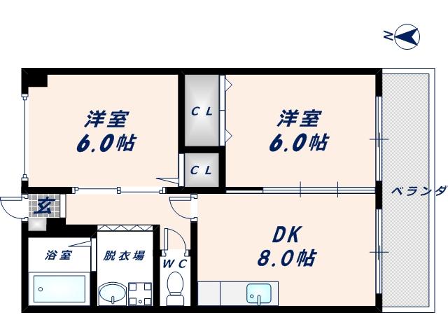 エスポアール布施(2DK/1階)の間取り写真