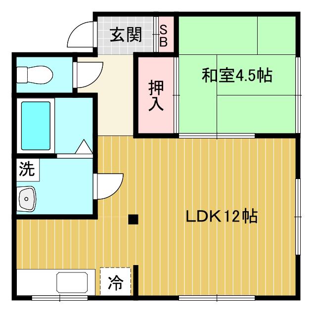 ひばりハイツ(1LDK/2階)の間取り写真
