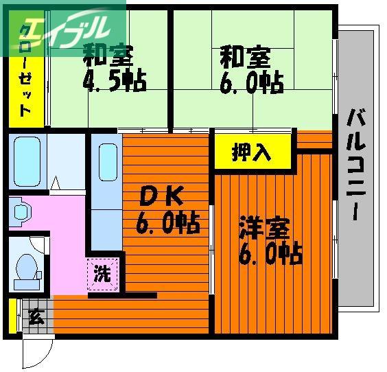 メゾン中野(3DK/1階)の間取り写真