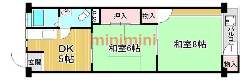 三和第6マンション(2DK/3階)の間取り写真