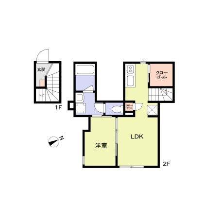 WOODCREST大井RESIDENCE(1LDK/2階)の間取り写真