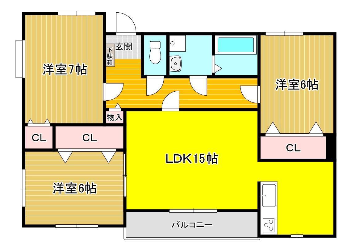 レアールコモド(3LDK/3階)の間取り写真