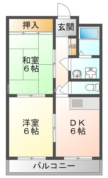 福住マンション(2DK/1階)の間取り写真