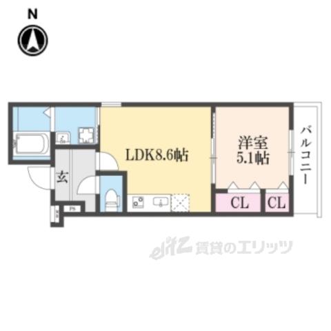 フジパレス弥刀Ⅱ番館(1LDK/3階)の間取り写真