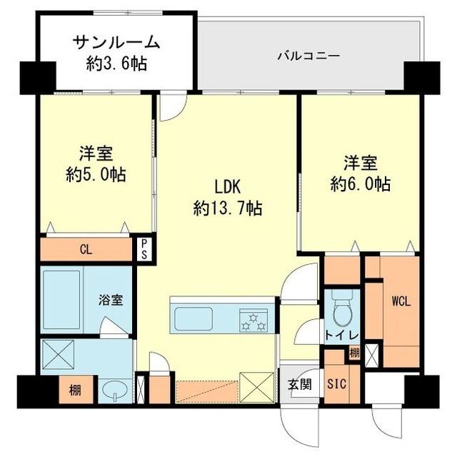 大和町4丁目ビル工事(2LDK/5階)の間取り写真