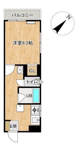 ソレアド高天(1K/5階)の間取り写真