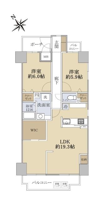 サンヒルズCO-OPマンション(2LDK/5階)の間取り写真