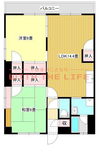 グランカーサ清蘭(2LDK/4階)の間取り写真