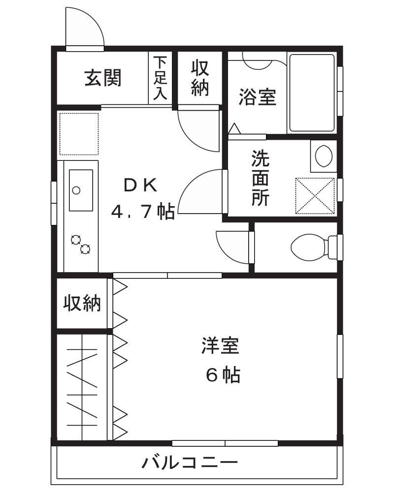 小林ハイツII(1DK/2階)の間取り写真
