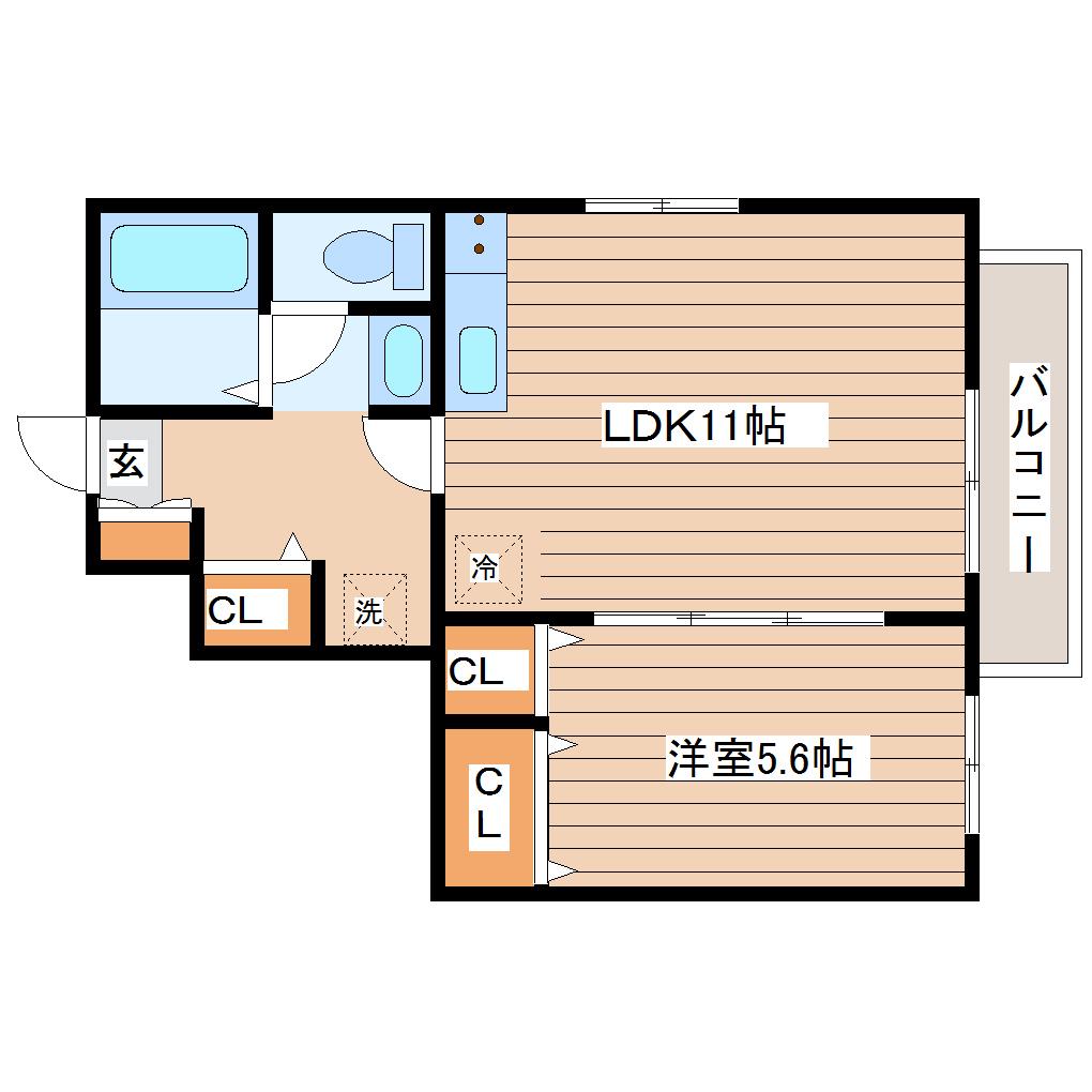 ムーンライトB(1LDK/1階)の間取り写真