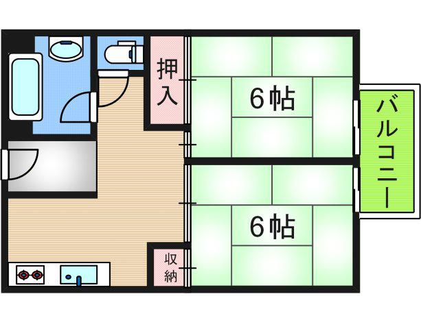 住吉第二団地11号棟(2DK/4階)の間取り写真