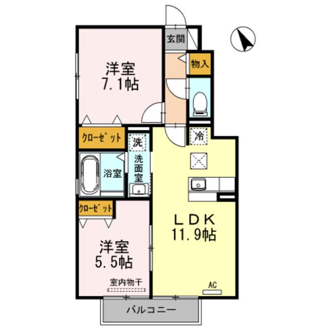 ミラ モンテI(2LDK/1階)の間取り写真