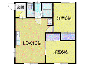 ブラウンシャトレーB棟(2LDK/2階)の間取り写真