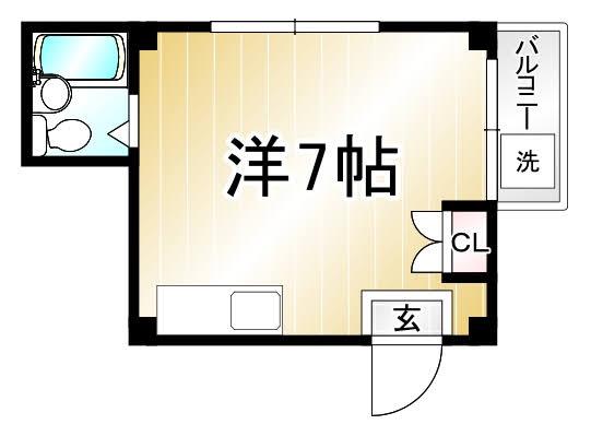 築山マンション(ワンルーム/2階)の間取り写真