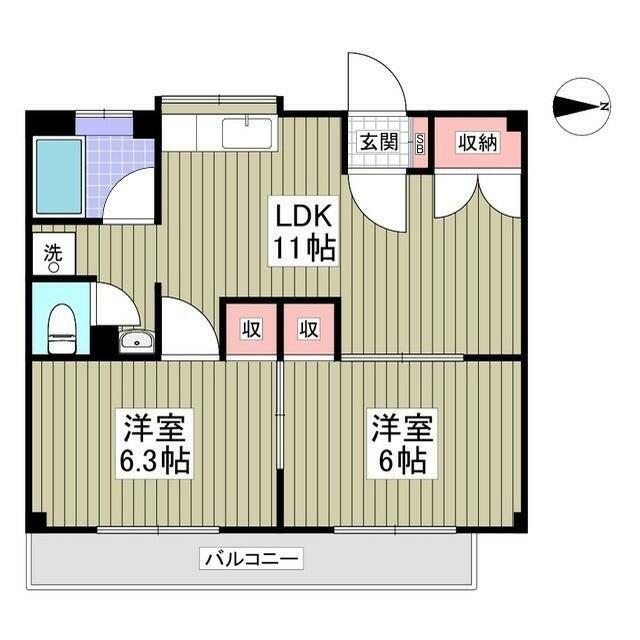 筑波レジデンス(2LDK/1階)の間取り写真